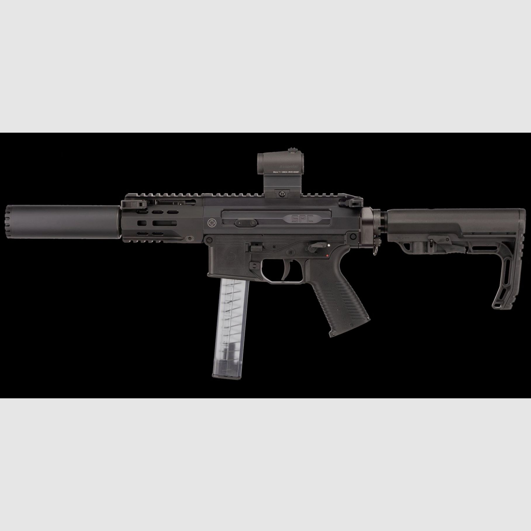 SL Gewehr B&T SPC9 SD PRO, Schwarz, 9×19, integrierter Schalldämpfer, Aimpoint Acro P-2, Bild 4 von 4
