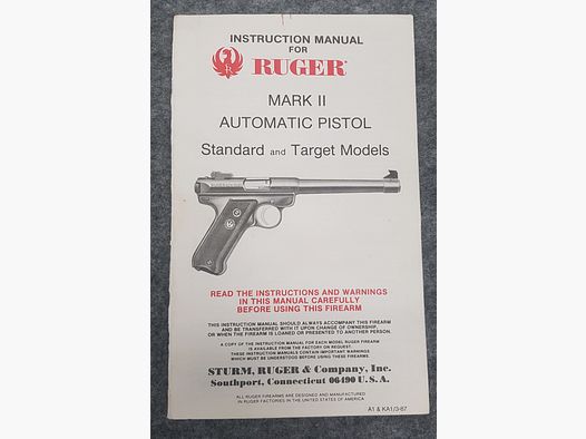 Ruger Mark II Sportpistole Standard Target Match Beschreibung Bedienungsanleitung Luftpistole Luftgewehr KK Gewehr Co2 Pistole siehe Beschreibung. Preis ab