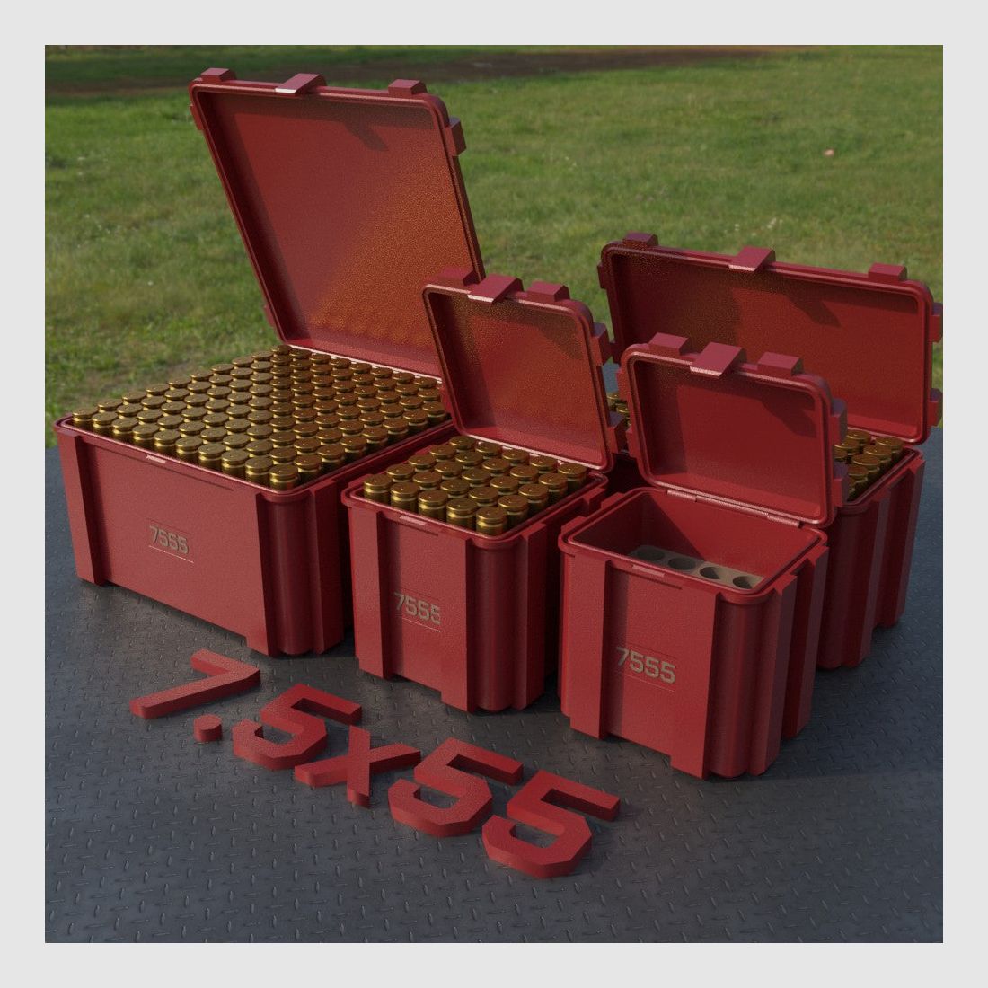 Filamelt scatola per munizioni / Ammo Box 7.5x55 - scatola per cartucce 'coperchio a ribalta' - 20 / 25 / 50 / 100 colpi