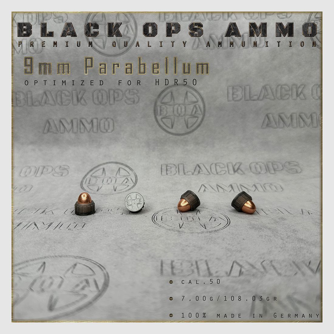 18x + 2 9mm Parabellum BLACK OPS AMMO HDR 50 TR cal.50 Munition T4E Umarex HDR50 TR50