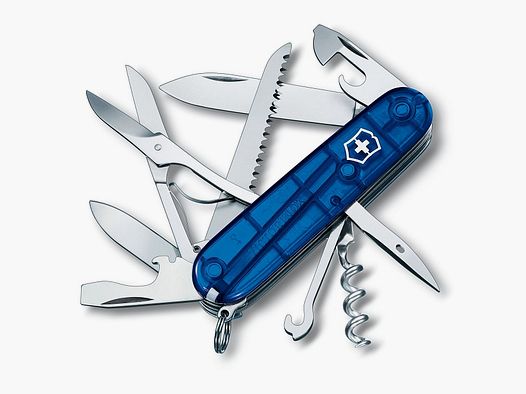 Victorinox Huntsman azul transparente cuchillo plegable