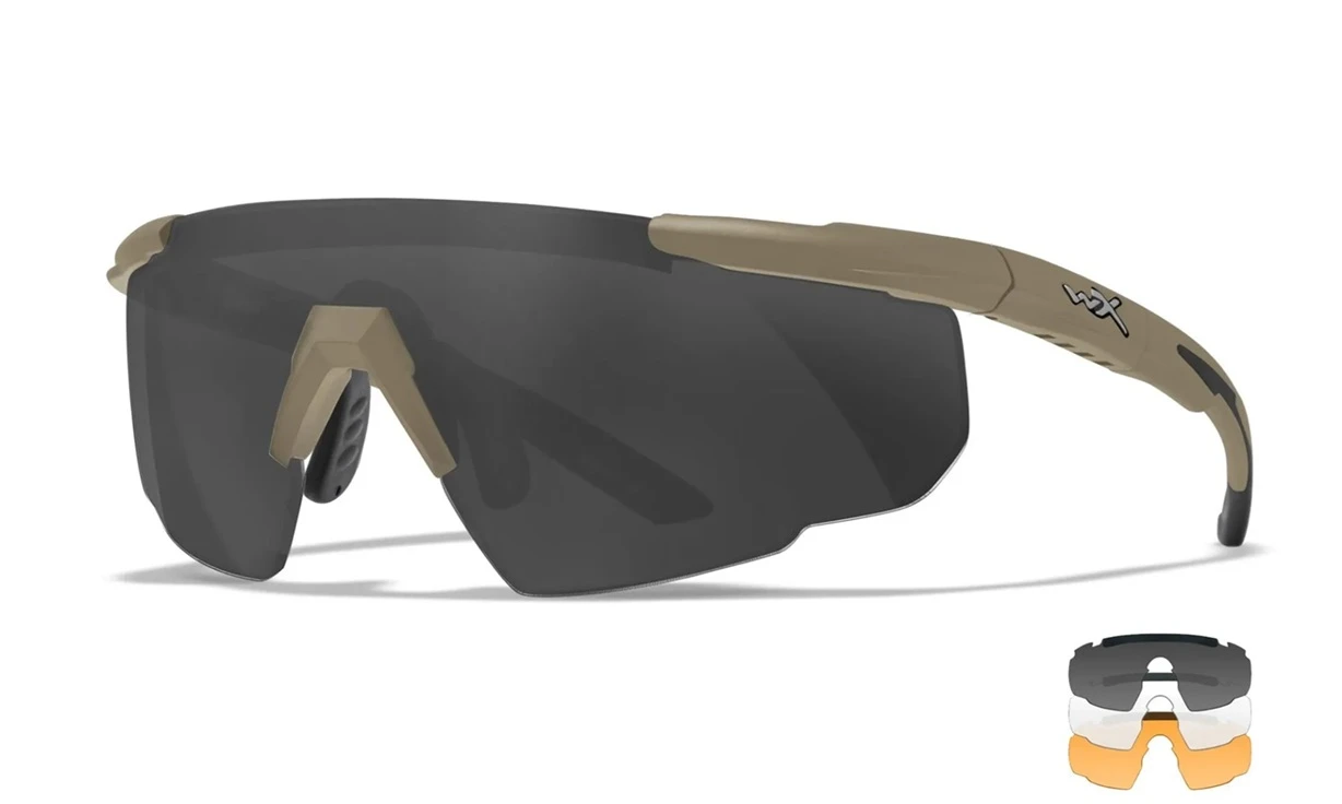 Wiley X Saber Advanced Glasses, Tan Frame, 308T, Interchangeable Lenses