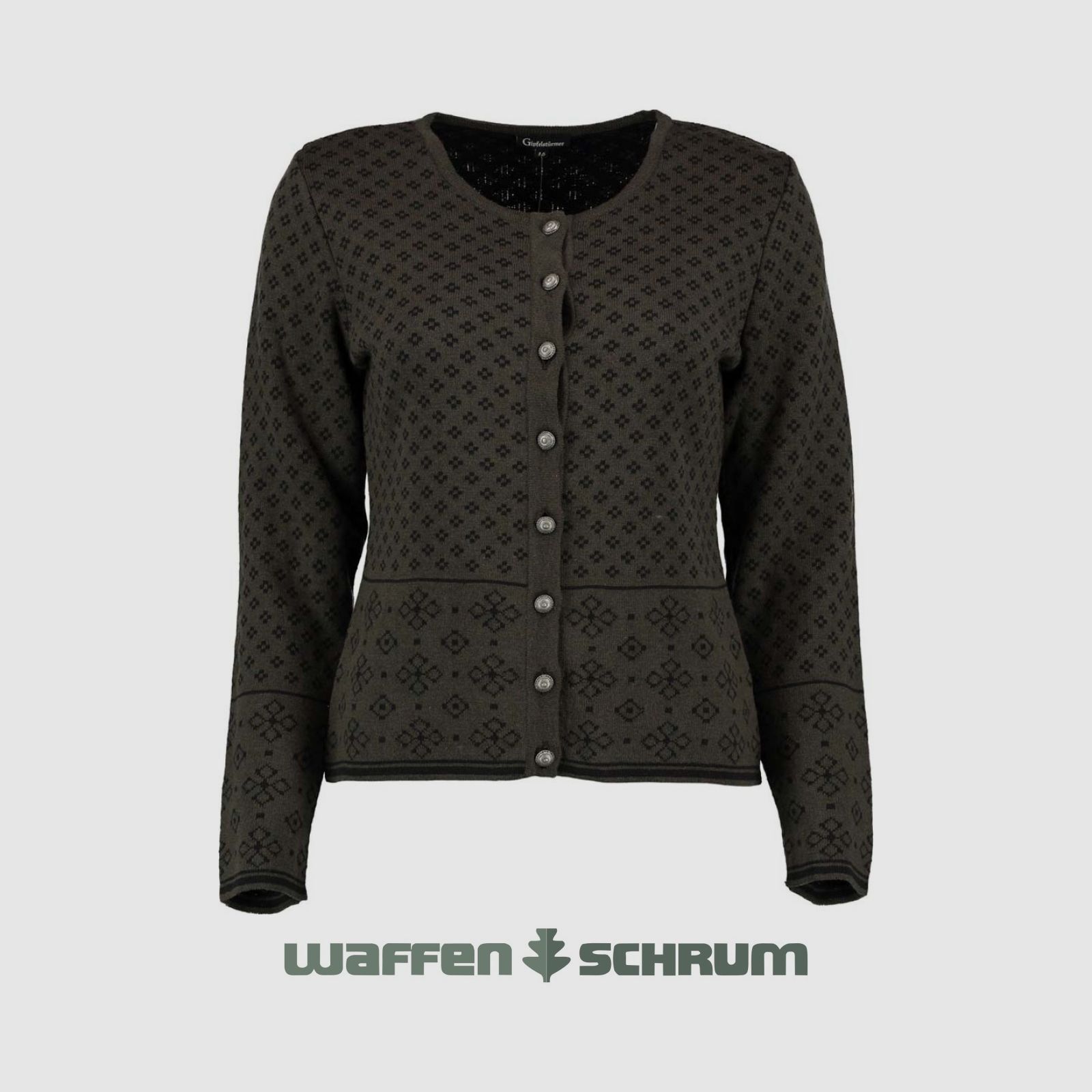 Gipfelstürmer Strickjacke Rundhals Dunkelgrün