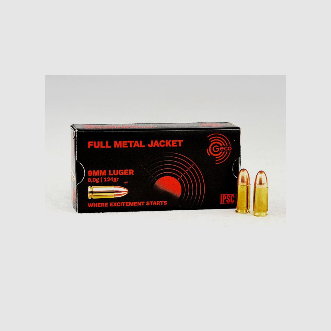 GECO 9 mm Luger, FMJ à tête ronde 124 grs 1 paquet (50 coups à 0,289 €*)
