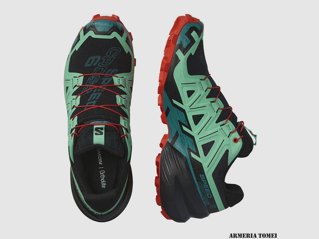 SALOMON – FEMMES – SPEEDCROSS 6 W Noir / Biscay Vert / Rouge Feu, image 5 sur 7