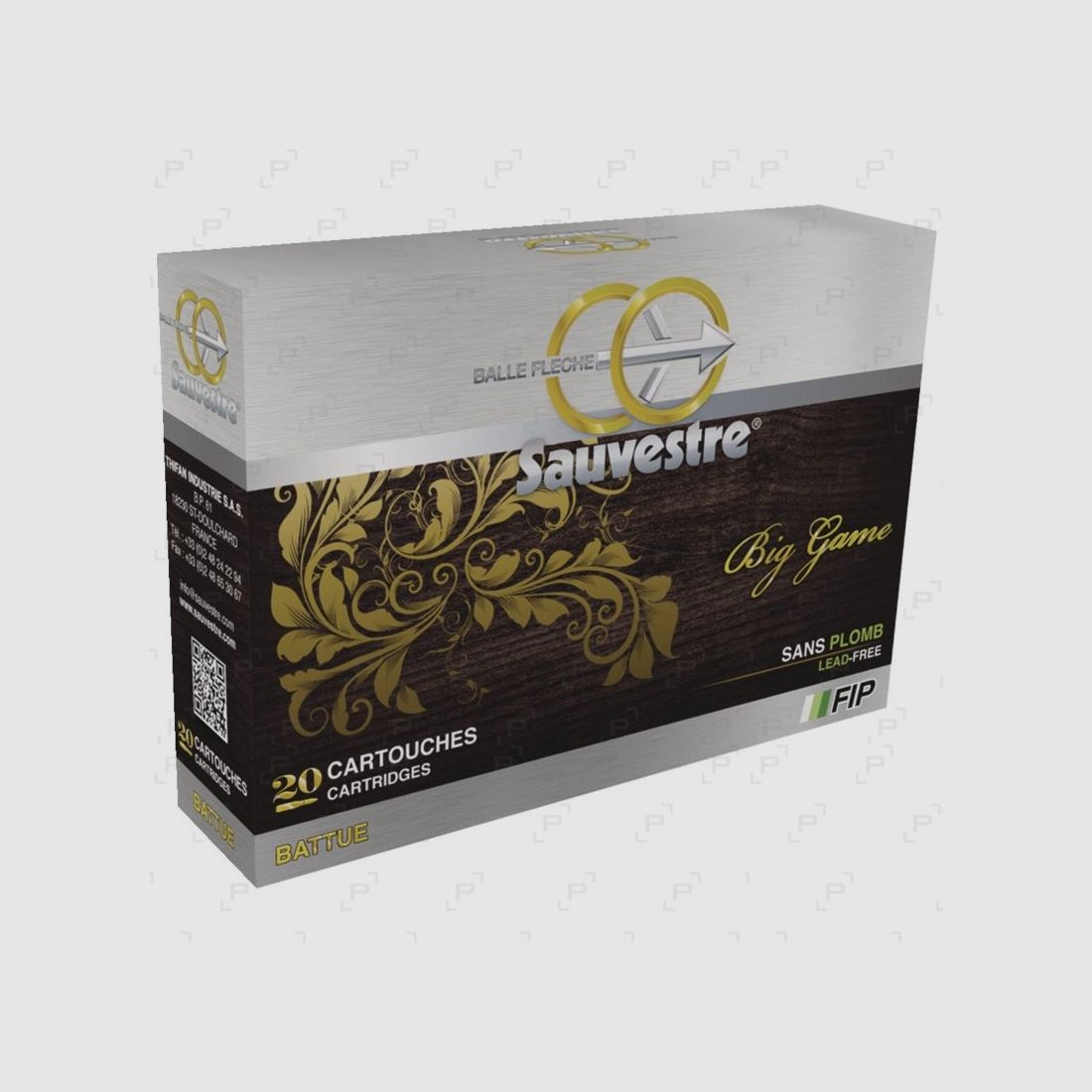 Box mit 20 Patronen für Großwild SAUVESTRE FIP BATTUE Kaliber .30-06 - 175 GR (BLEIFREI)