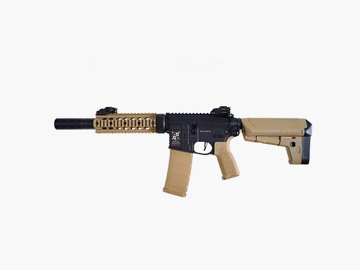 AR15 SilentOps 7 pollici CHARLIE Tan/Nero S-AEG Fucile Airsoft Libero da 18 Anni | Delta Armory
