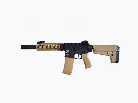 AR15 SilentOps 7 pulgadas CHARLIE Tan/Negro S-AEG Rifle Airsoft Libre a partir de 18 Años | Delta Armory