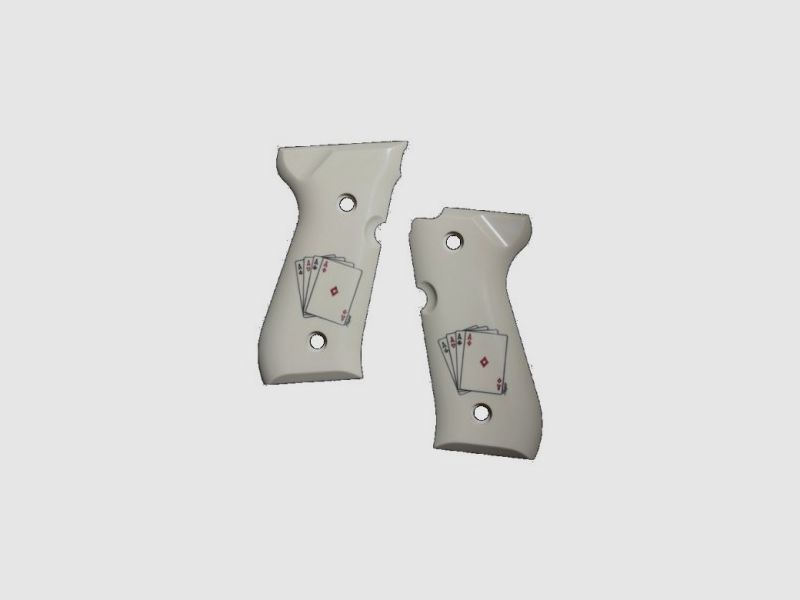 Plaquettes Hogue effet ivoire « 4 as » pour Beretta 92, image 1 sur 2