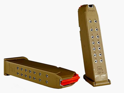 GLOCK Magazine Coyote Brown 9mm, Standard Gen5 - 17rd, G19X MOS
