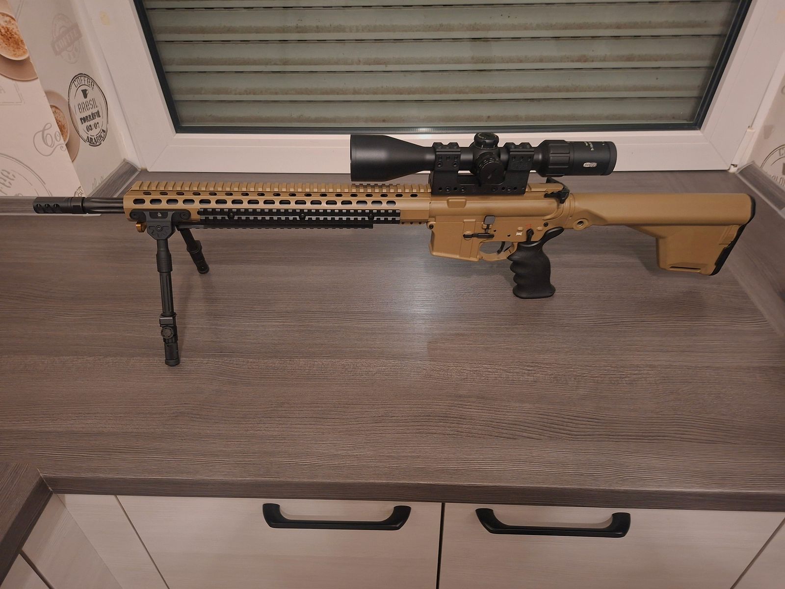 Schmeisser SP15 LMR, straight pull repeater, AR15 on yellow firearms ownership certificate, as new, RAL8000