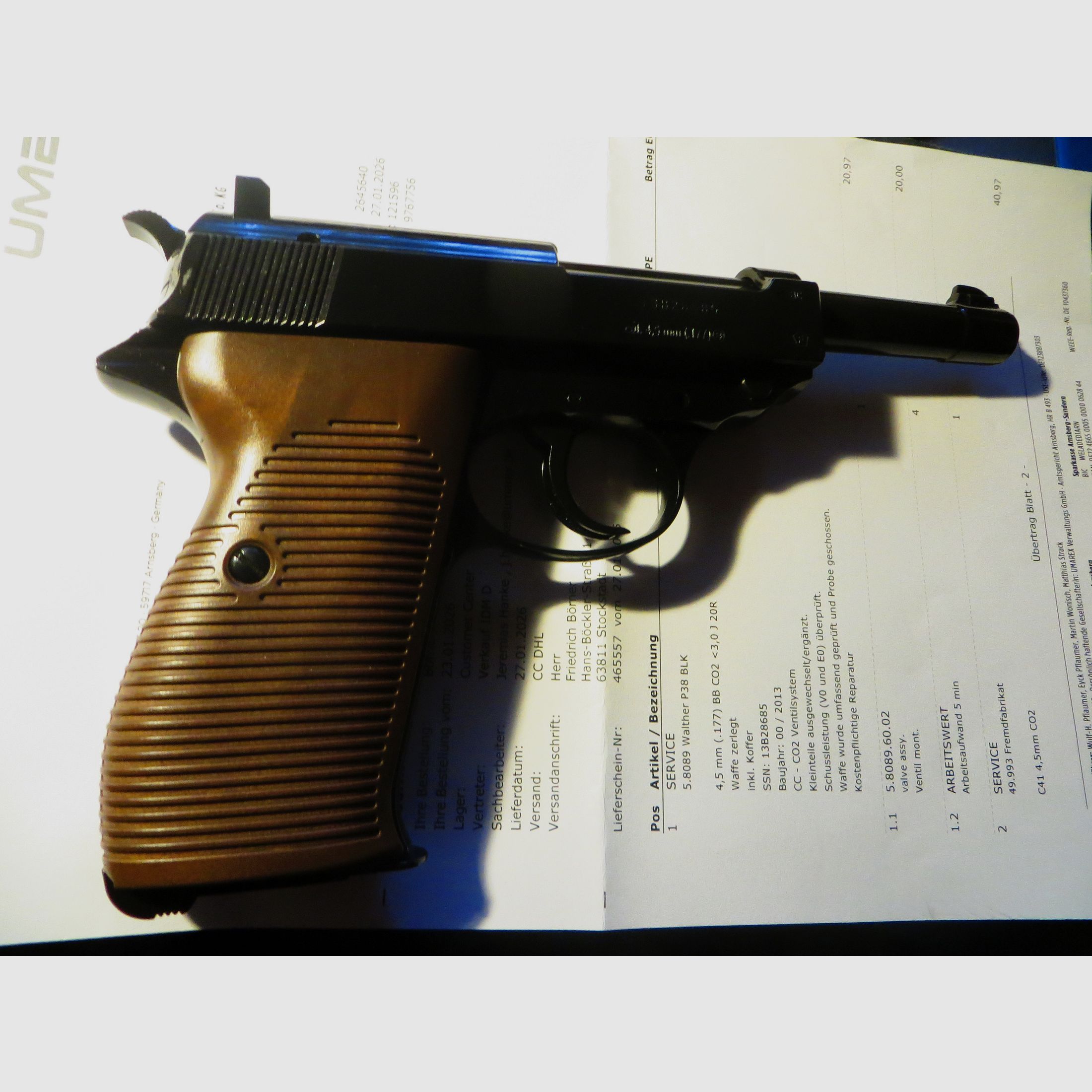 WALTHER P 38 co2 als nieuw fabrieksgereviseerd