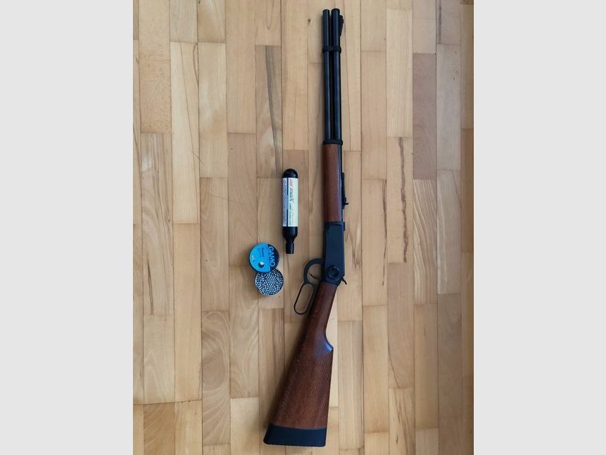 Umarex Cowboy Rifle 88g Co2 GEWEHR inkl. Magazin + 88g CO2 Patrone + eine Dose Munition schwarz braun SET