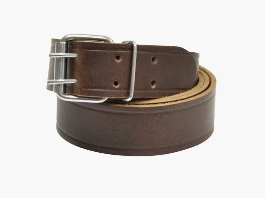 Ceinturon marron en cuir de buffle 150 cm à double ardillon