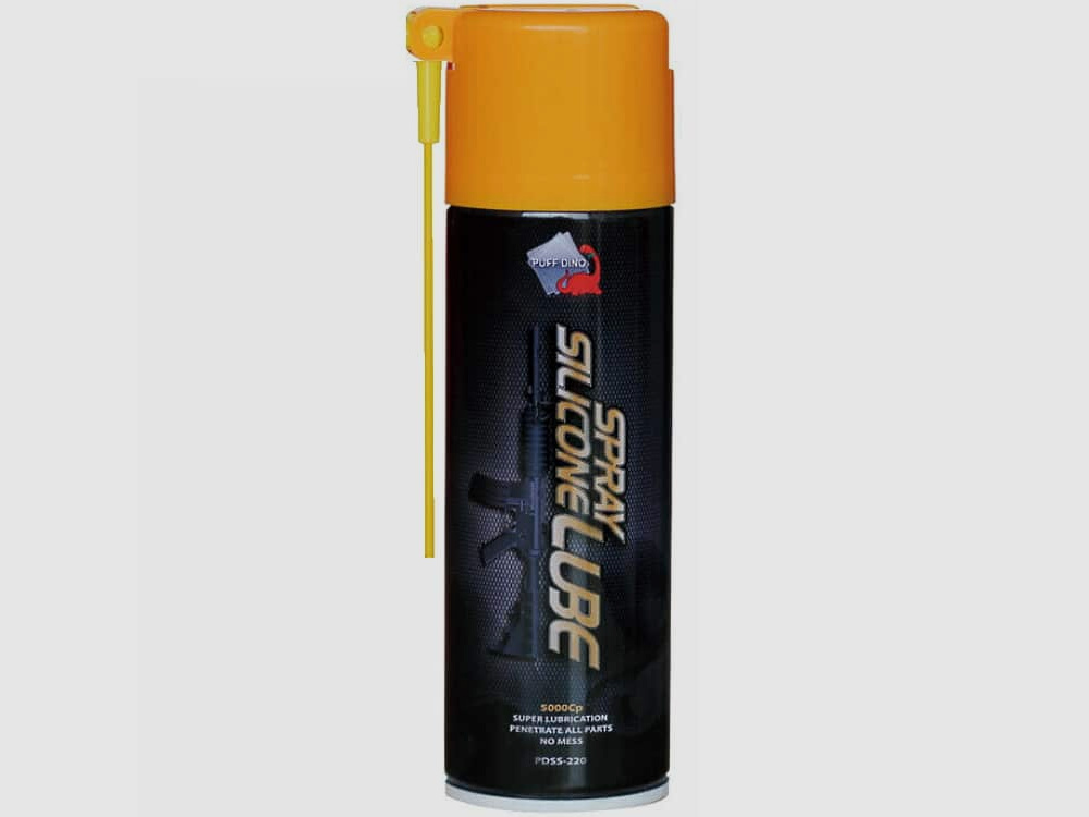 PuffDino Silikon Spray / Sprüh-Fett für Paintball & Airsoft Markierer (220ml)