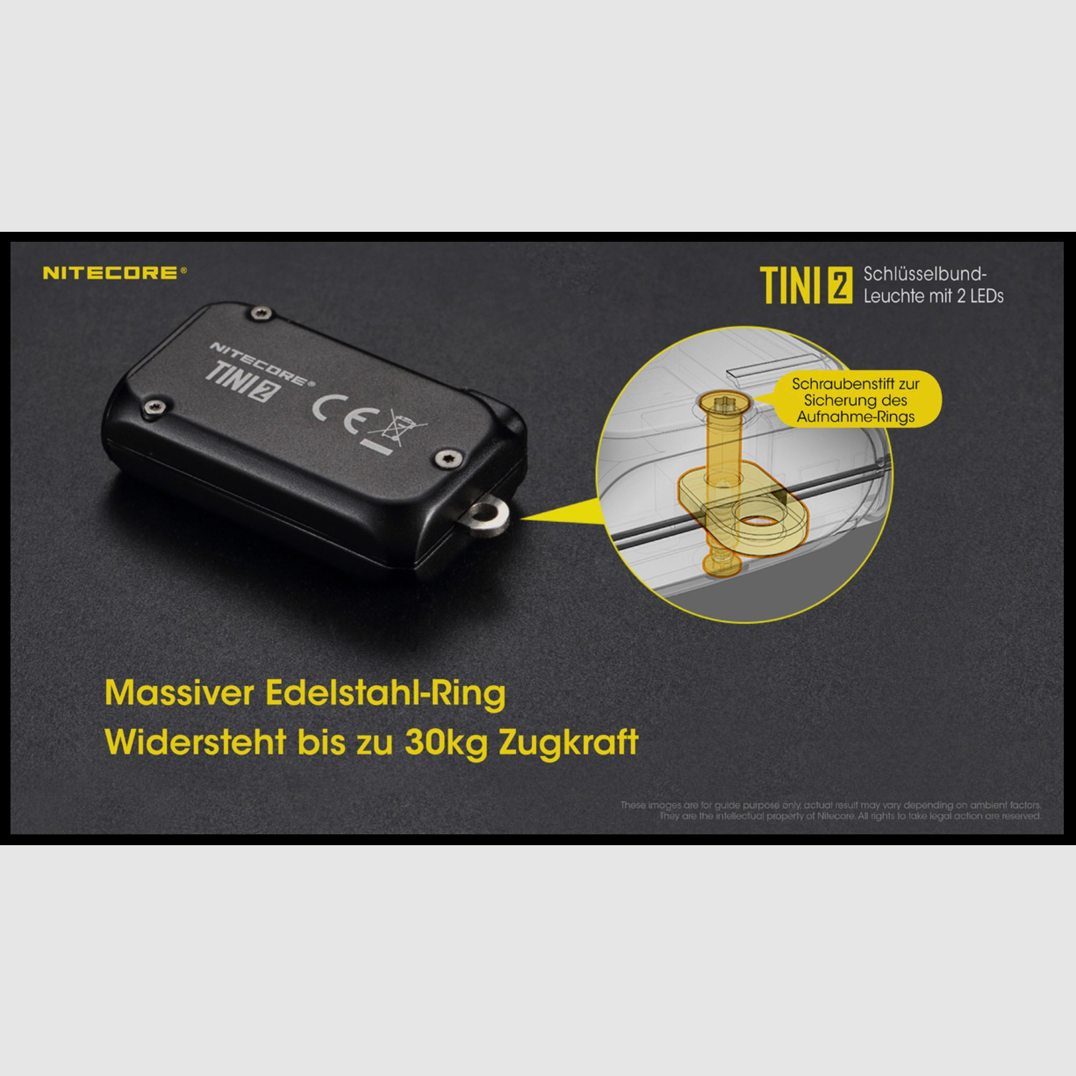 Nitecore TINI2 grau LED Taschenlampe 500 Lumen