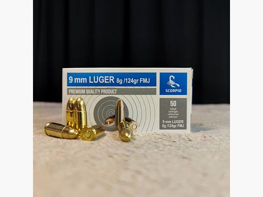 STV 9mm Luger FMJ 124grs 8,0G 1000 patronen
