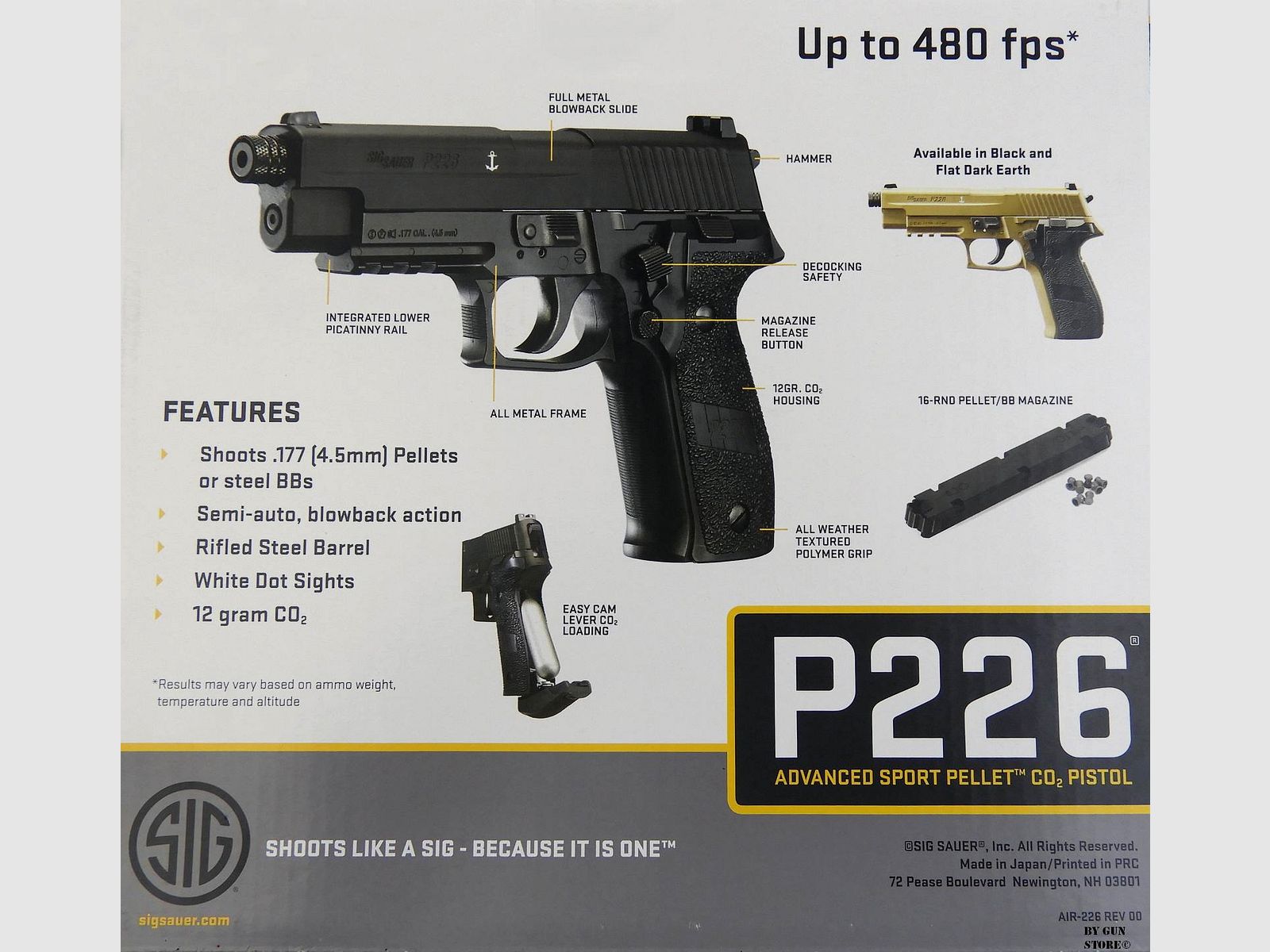 PISTOLA SIG SAUER AIR P226 CO2 CAL.4.5 BLK =CN 668, immagine 3 di 4
