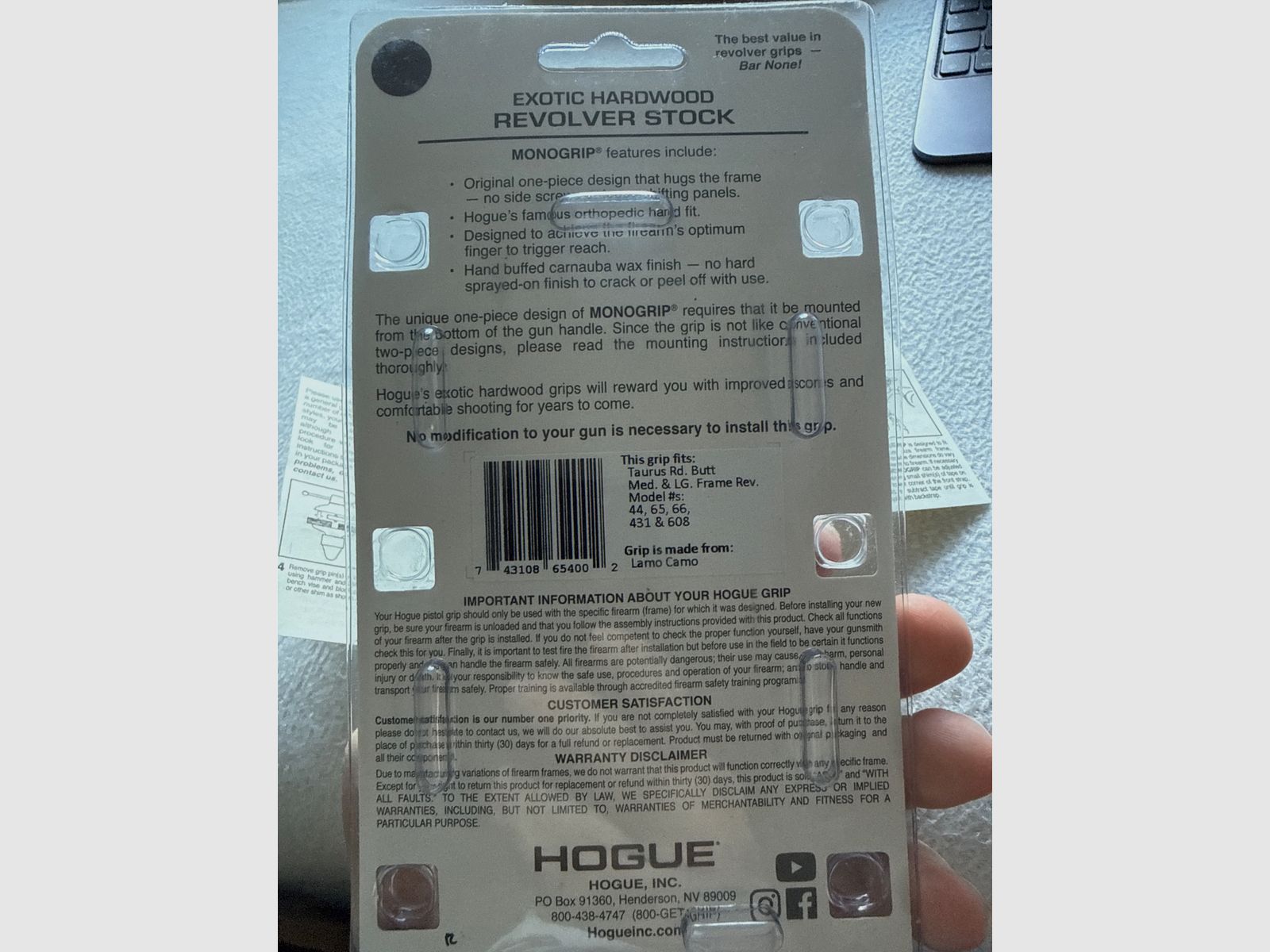 Taurus Griff grip Houge laminated wood 65400 wood Medium large Frame round butt, imagen 3 de 4