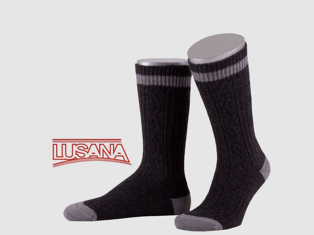 Lusana Trachtensocke in Dunkelgrau/Grau (0203)