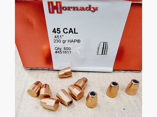 .45/230grs HAP Hornady Geschosse 500 stk #451611