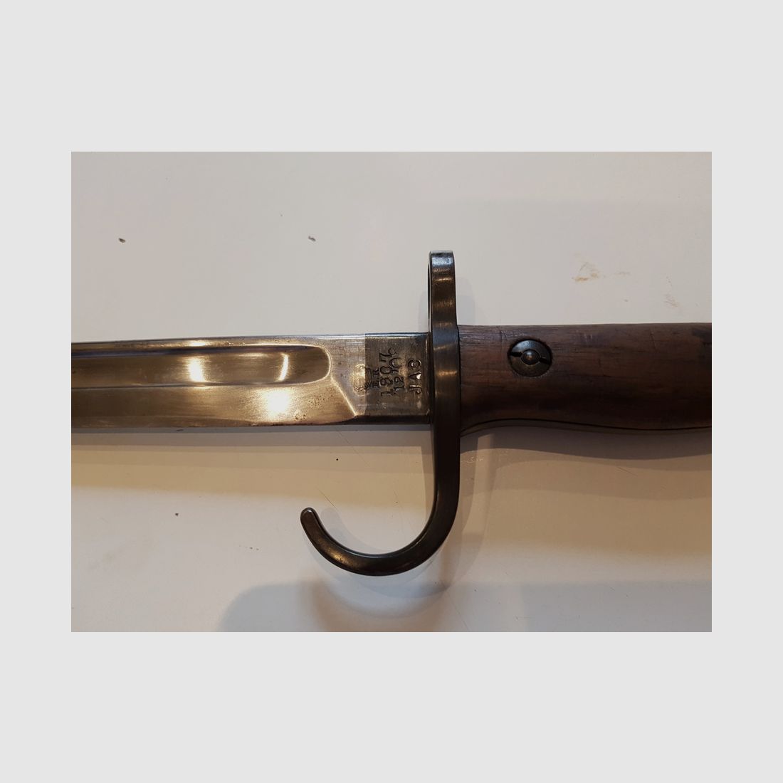 Rarissime baïonnette britannique 1907 quillon fourreau 1er type – Chapman – Royal Inniskilling – Bayonet 1907 quillon JAC MkI, image 5 sur 26