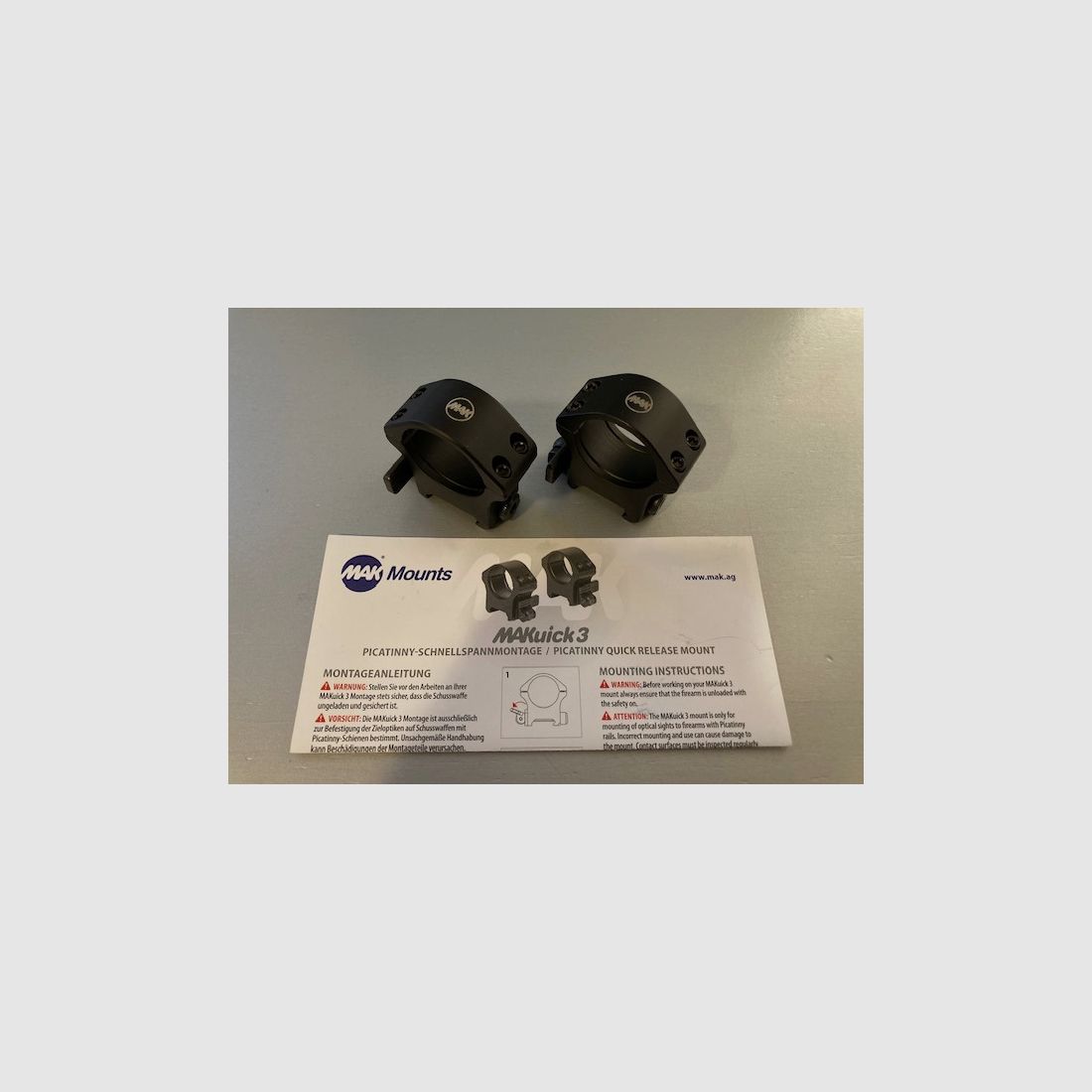 MAKuick 3 / MAK Kuick 3 Picatinny Ringe - ca. 10 mm Höhe - 30 mm Durchmesser - wie neu