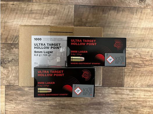 1000 Schuss Geco  UTHP Ultra Target Hollow Point  9mm Luger  124gr. Abholung in Lauf bei Nürnberg 