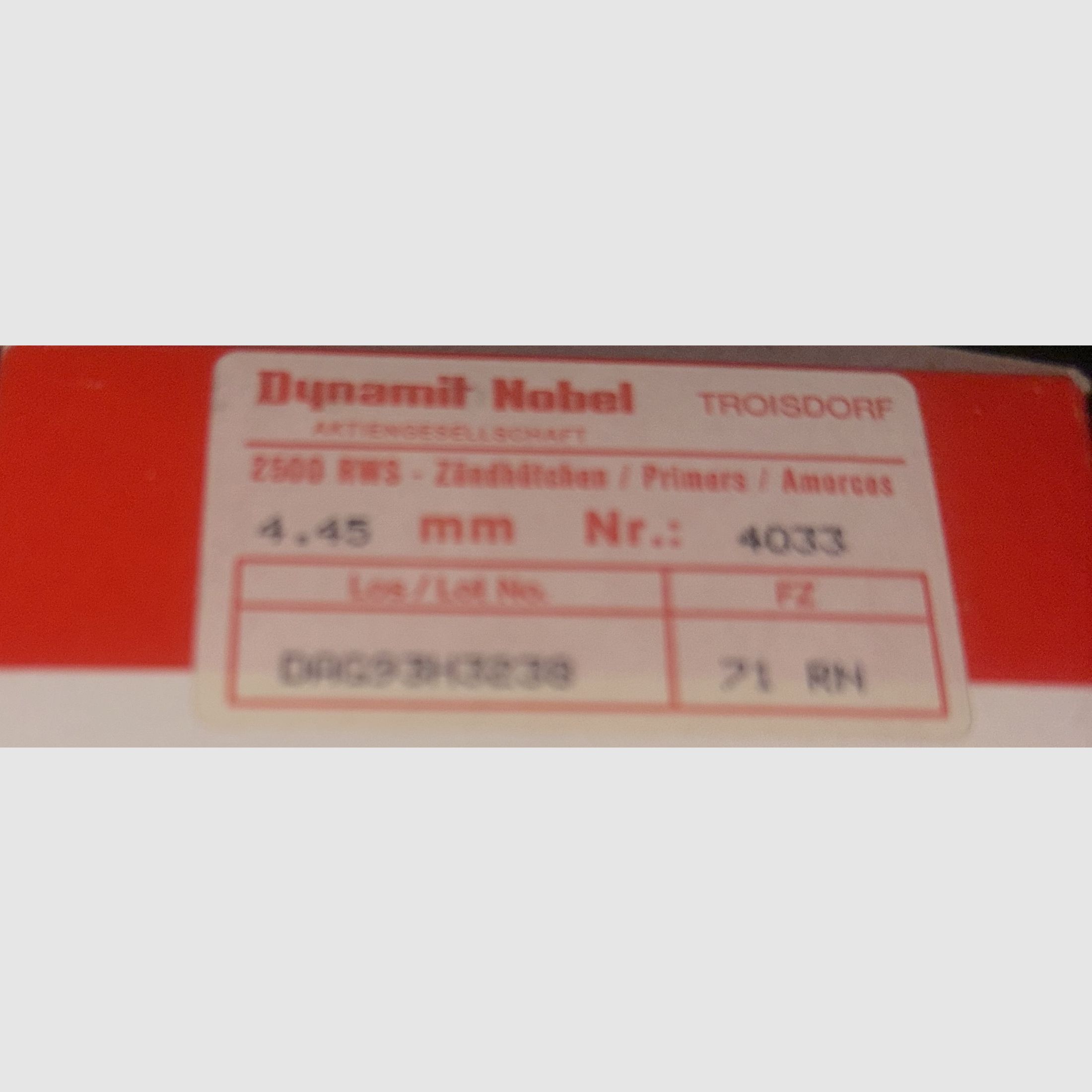 RWS Amboß- Zündhütchen 4,45 mm Nr. 4033 