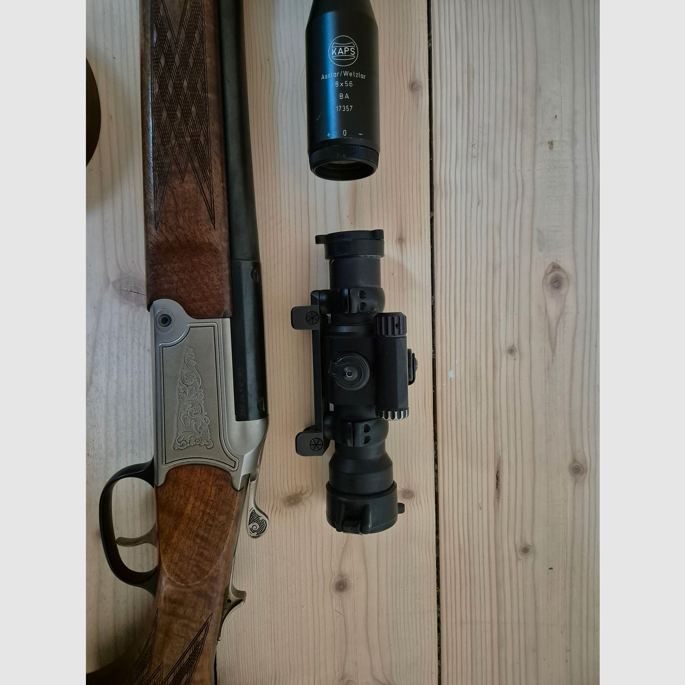 Doppietta Bock Blaser / Sauer 97 8x57IRS con capsule e Aimpoint