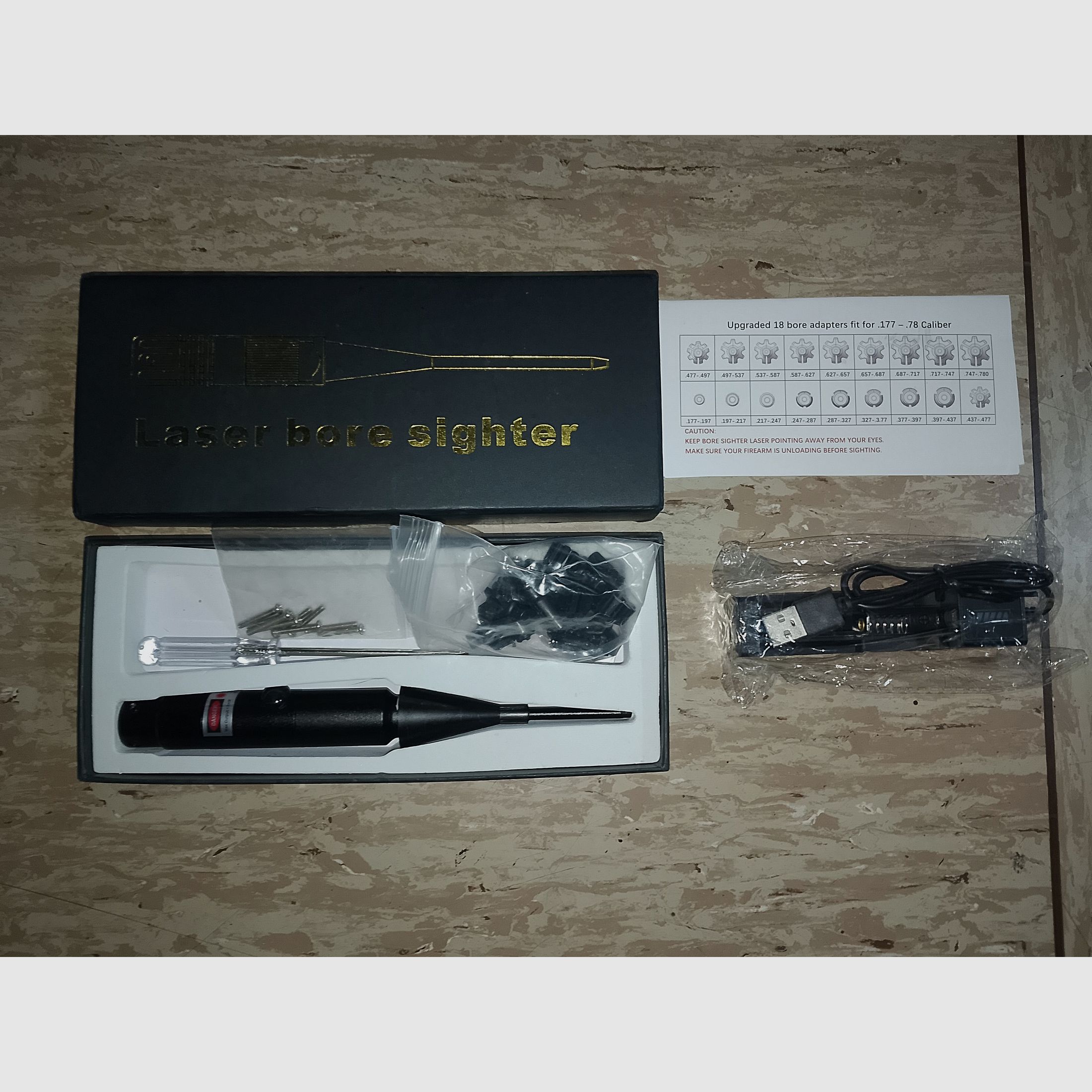 Laser-Bore-Sighter Kal. .177 - .78 Set neu Einschießhilfe Mündungslaser-Kit