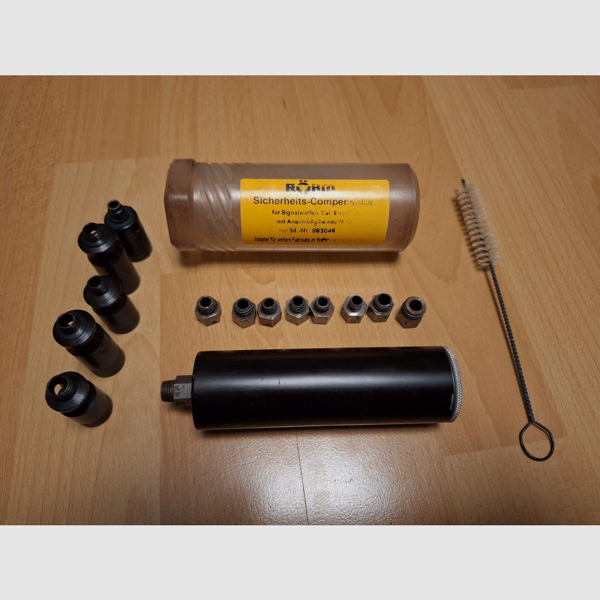 Röhm Sicherheitskompensator/Schalldämpfer Set mit Adaptern und Abschussbechern