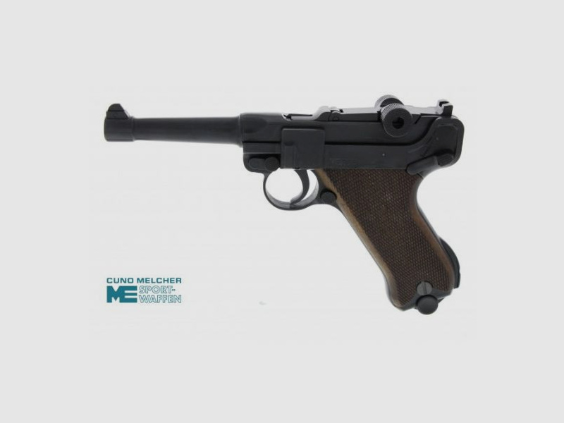 ME P08 - SCHRECKSCHUSSPISTOLE - 9MM P.A.K. - BRÜNIERT - HOLZGRIFF