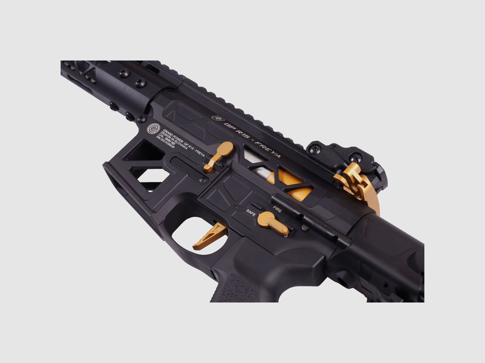 GP R15 FREYA ALPHA Full Skeleton PDW 13" gen.2 M-LOK Czarny/Złoty S-AEG Wolne od 18 lat -F- | Delta Armory