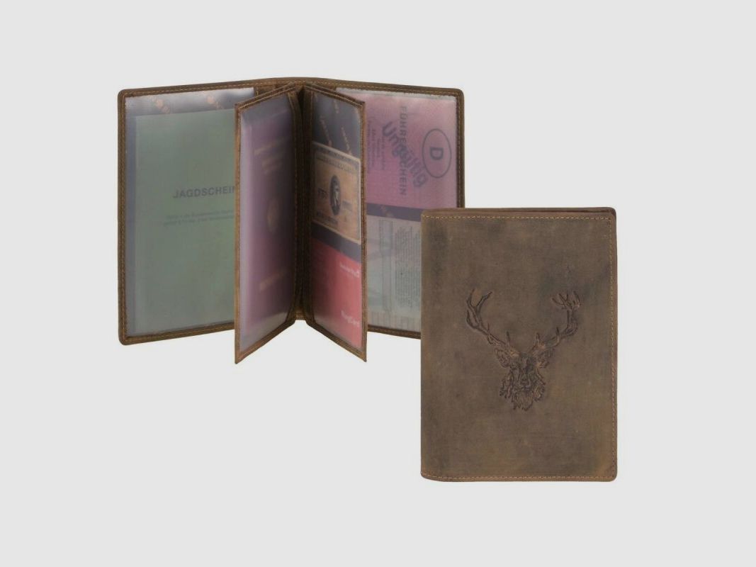 Greenburry Jagdscheinetui Leder "Vintage Hunting" Royal Stag Hirsch