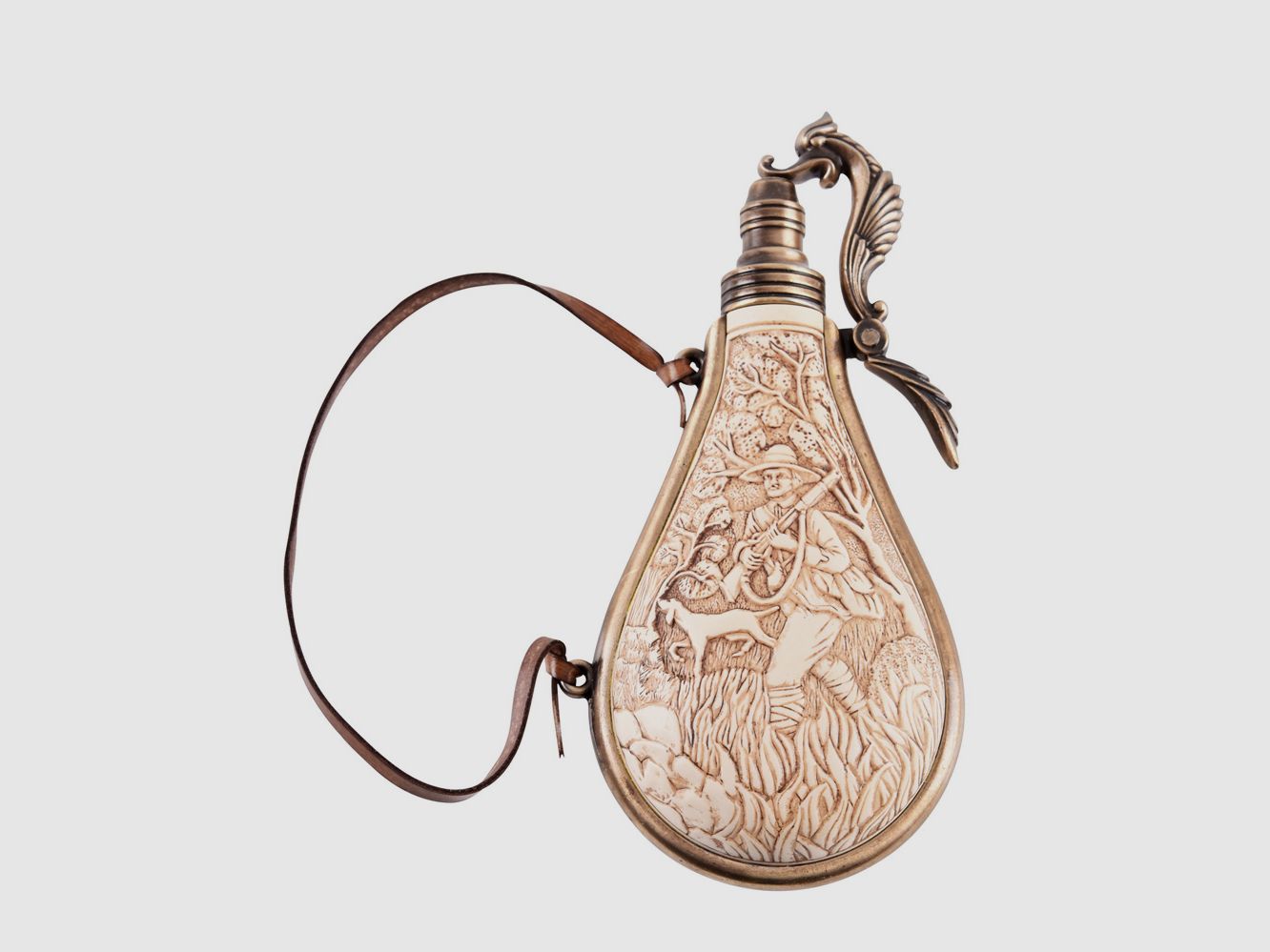 Pulverflasche mit Jagdmotiv