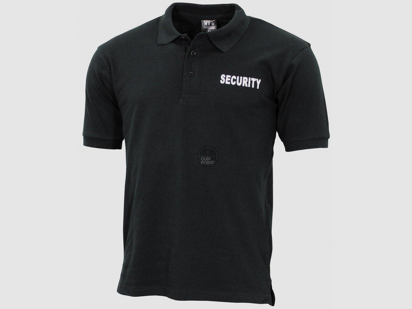 Polo shirt, black, Security, printed - Size: XL