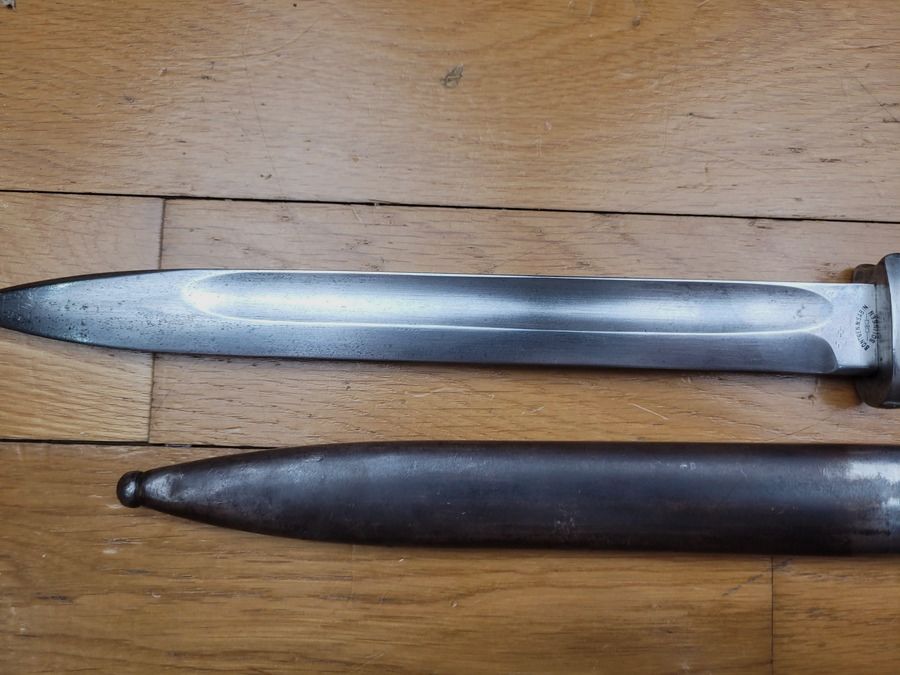 Seltene Bajonett 84/98 2. Typ – Herstellung „Bontgen & Sabin“ – Solingen – Originalscheide – 1. WK – sehr guter Zustand, Bild 5 von 18