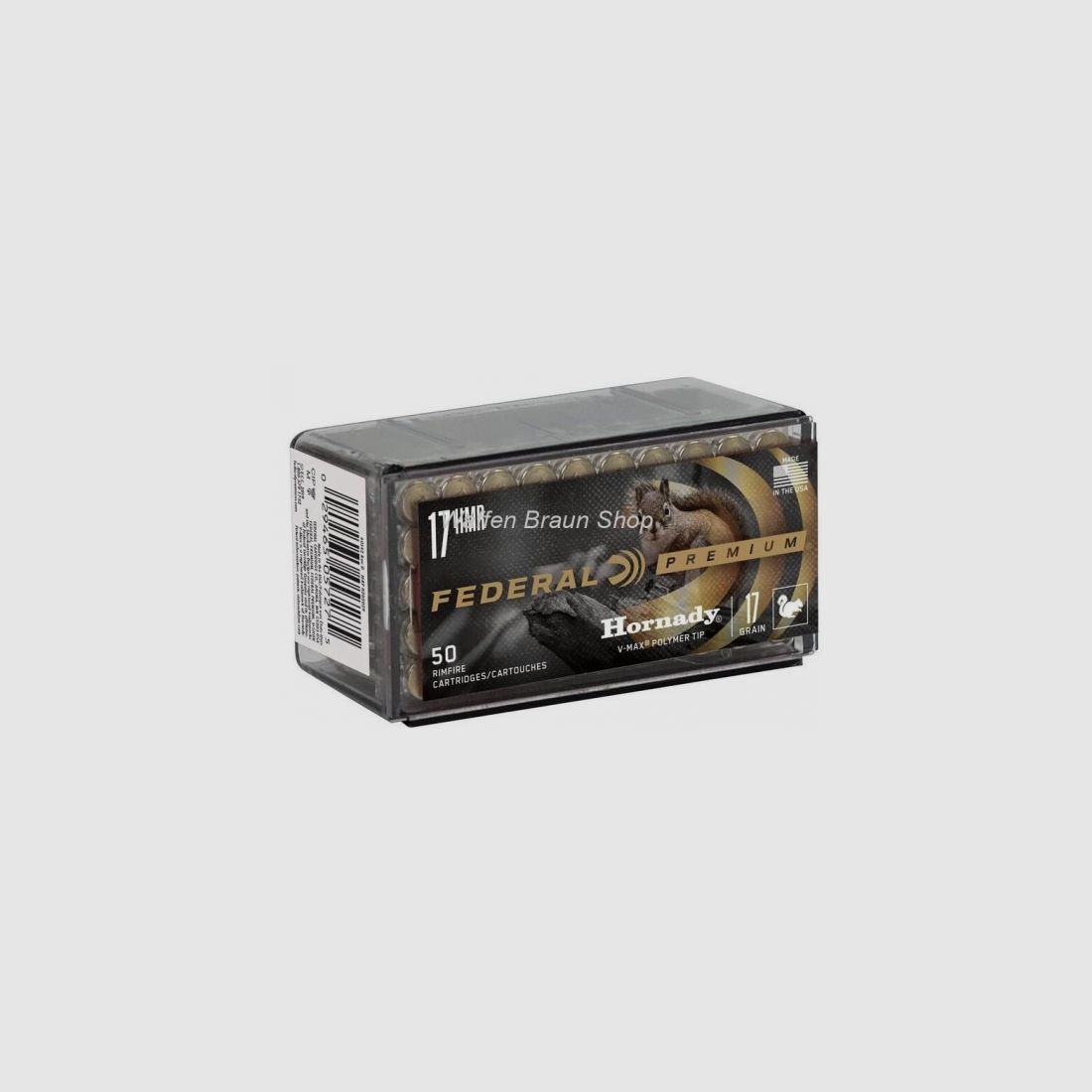 Federal 17 HMR mit Hornady Geschoss V-Max V-Schock 17 grain