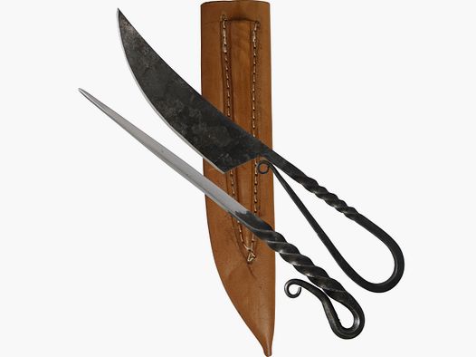 Mittelalterliches Besteckset Messer Pfriem Geschmiedetes Mittelalter  Besteck