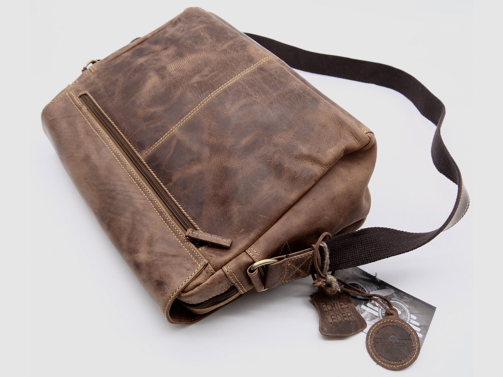 Greenburry leather shoulder bag deer embossing brown 1766-STAG3-25