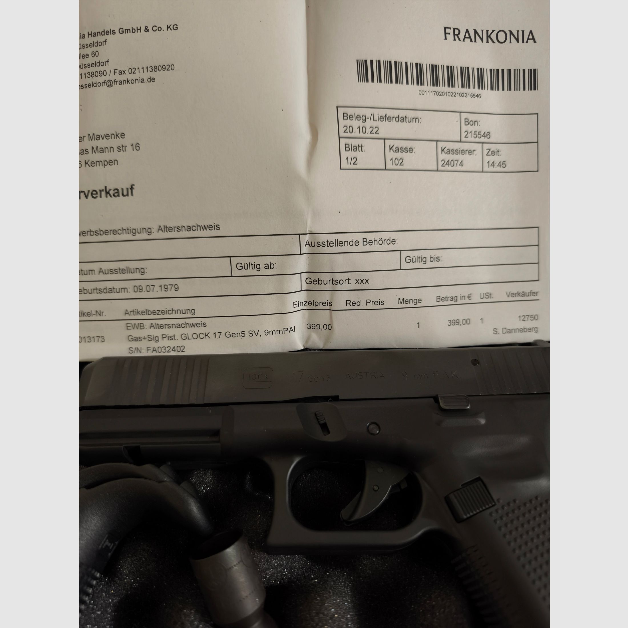 Beretta CX4storm, Glock 17 Schreckschuss