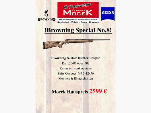 Browning X-Bolt Hunter Eclipse, mit Zeiss Conquest V4 3-12x56
