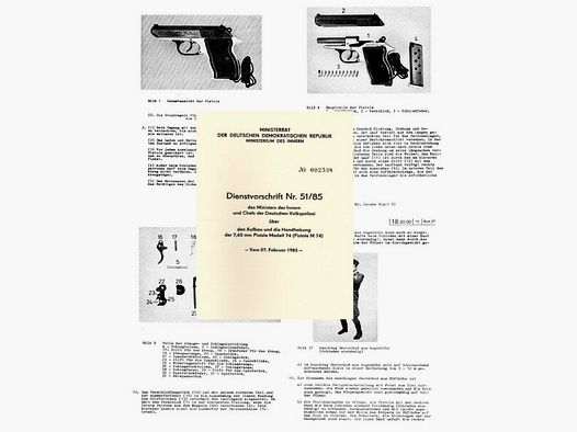 Nachdruck DDR Dienstvorschrift der rumänischen Pistole M74 Cal. 7,65