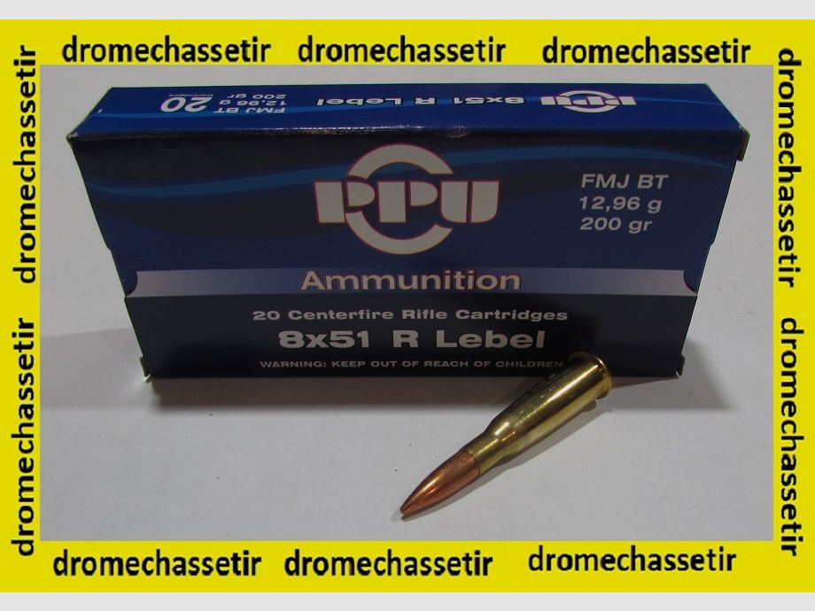 Box mit 20 Patronen Partizan 8x50R Lebel, 200 grains FMJBT