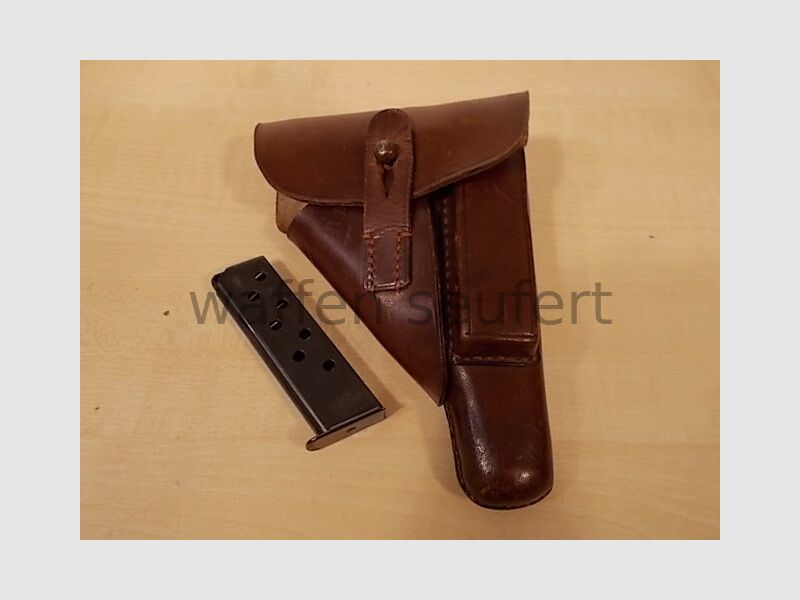 Original Pistolentasche mit PP Manurhin Magazin 7,65