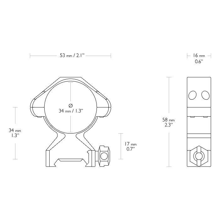 Hawke Precision Steel scope mount medium 34 mm Weaver, image 3 of 4
