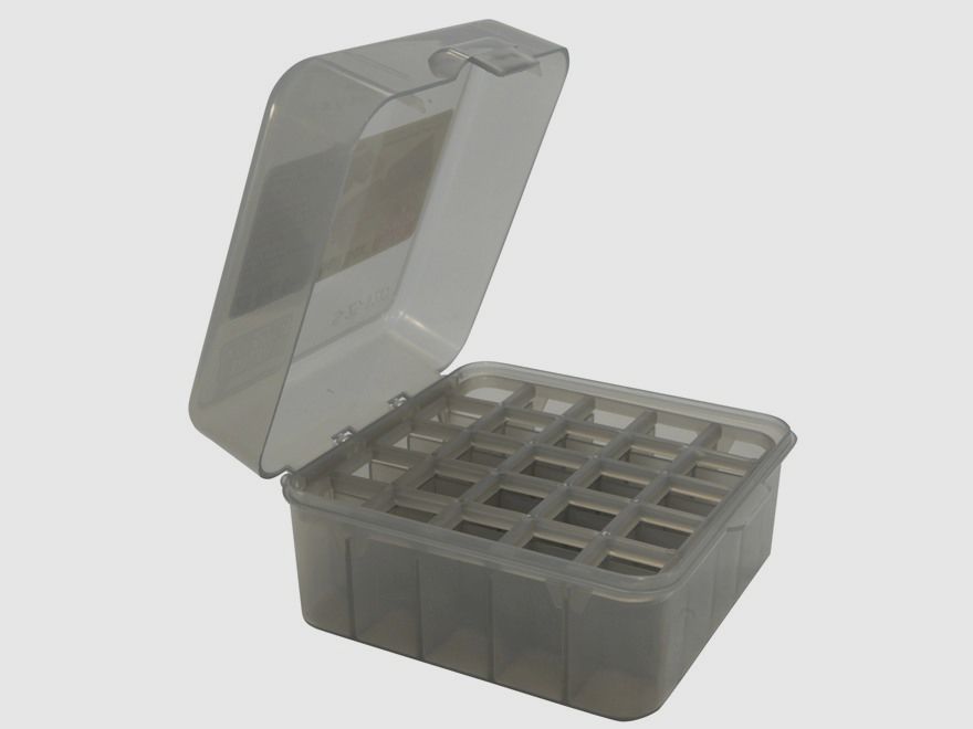 MTM Scatola per cartucce a pallini S25D-41 trasparente con coperchio a ribalta per 25 cartucce a pallini .12 / .20