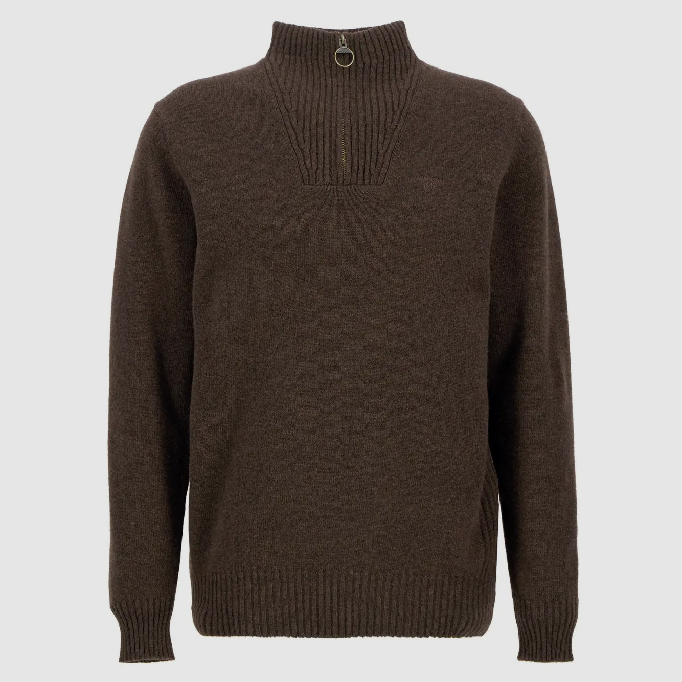 Barbour Essential Lambswool Half Zip Knit Dark Oak S