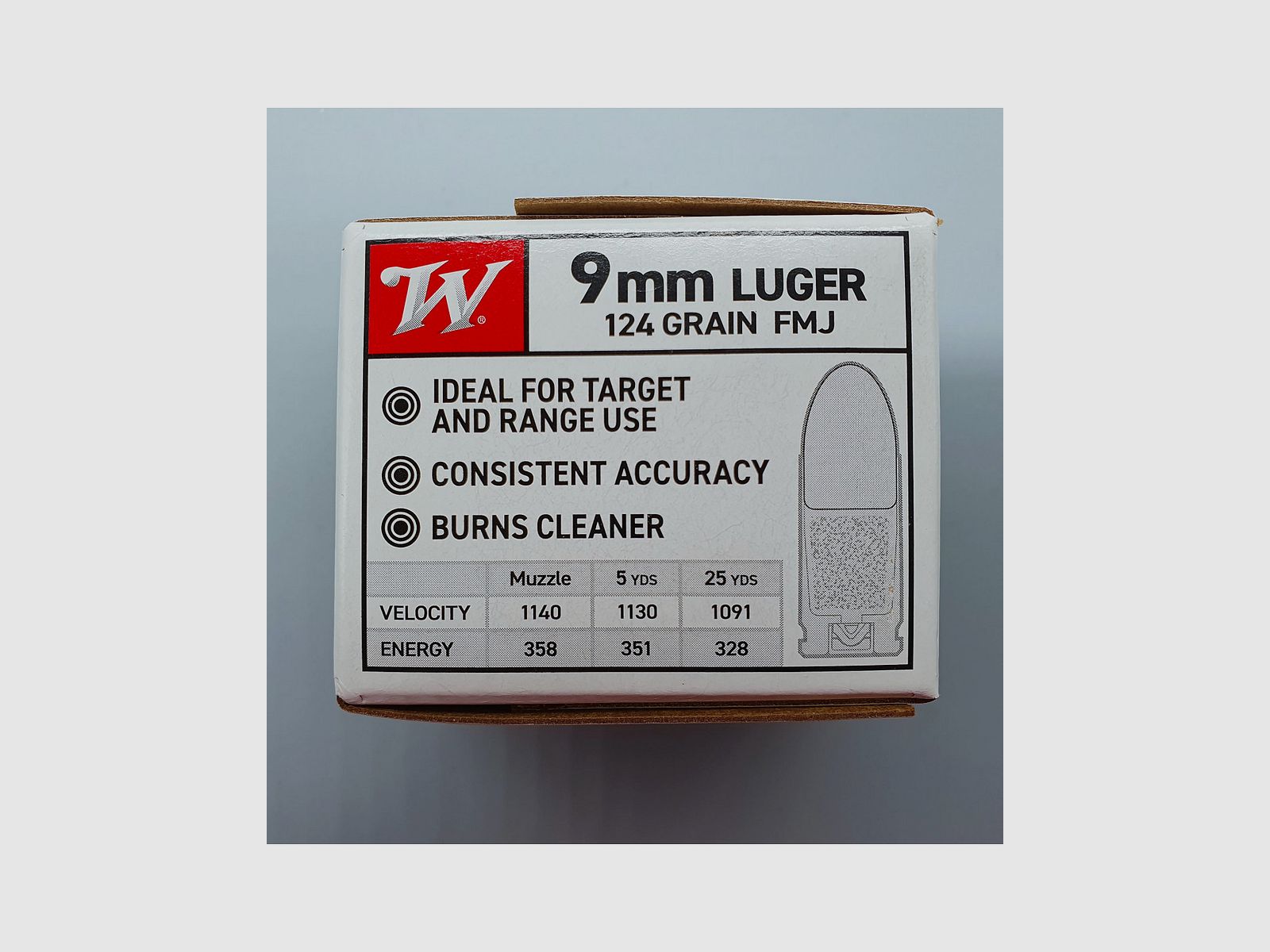 Patronen WINCHESTER Target & Practice Kal. 9mm in 124 Gr FMJ, Bild 3 von 3